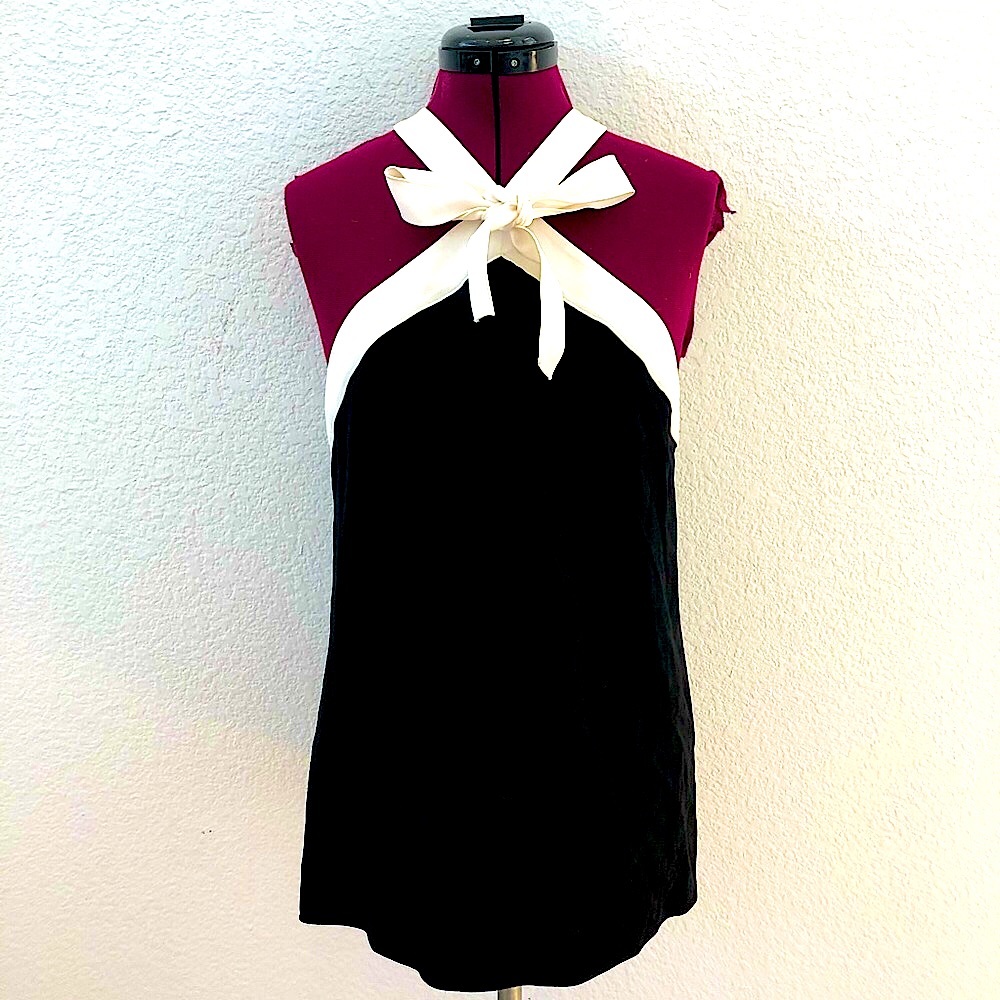 Proenza Schouler crepe top with contrast trim.